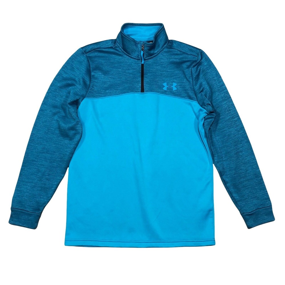 Under Armour Mock 1/4 Zip Pullover Sweater Loose HeatGear‎ Cyan Blue Men's Small